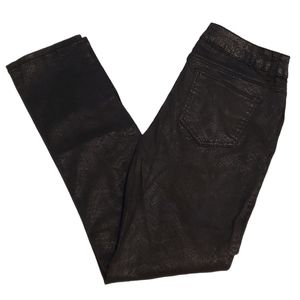 Seductions Black Faux Leather Snakeskin Slim Fit Pants